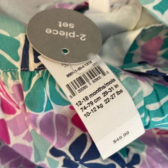 BABY GAP NWT 12-18m Girls Tiered Tropical Floral Blue Sundress Set - Picture 11 of 12